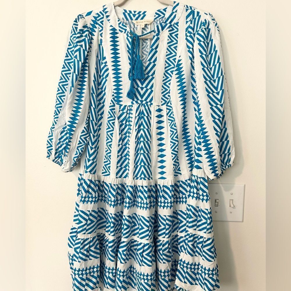 Beyond Words Boho Tiered Mini Dress S